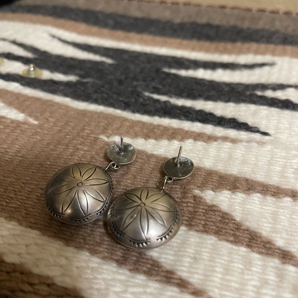Sterling Silver Stamped Pillow Earrings - Picture 4 of 4